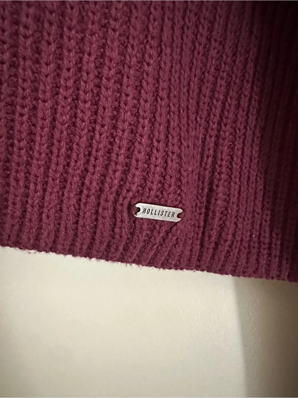 Hollister Ribbed Cropped Cowl Neck Sweater - Plum